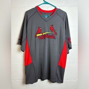 Majestic Cardinals Casual Grey and Red Baseball Lightweight Polyester Tee Large